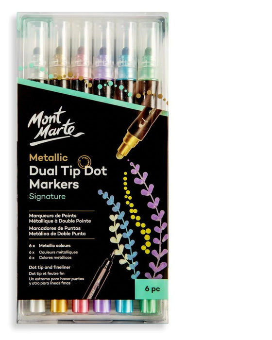 Metallic Dual Tip Dot Markers Signature 6pc - Handy Mandy Craft Store