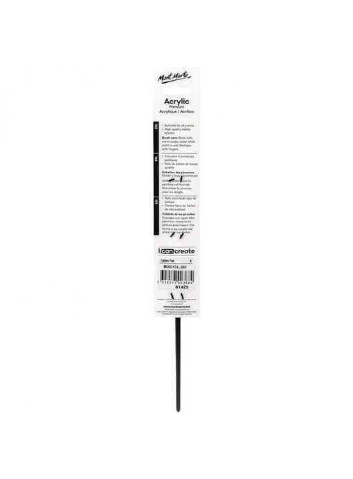 Mont Marte Artist Brush Taklon Flat Long 6 - Handy Mandy Craft Store