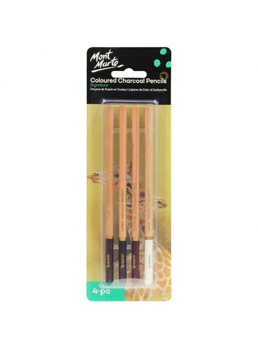 Mont Marte Coloured Charcoal Pencils 4pc - Handy Mandy Craft Store
