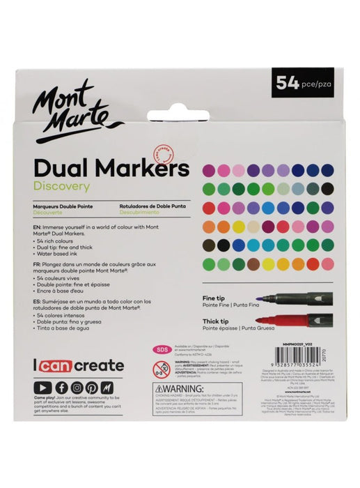 Mont Marte Discovery Dual Tip Markers 54pce - Handy Mandy Craft Store