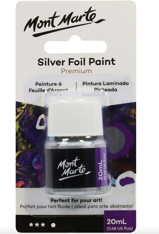 Mont Marte Foil Paint 20ml Bottle - Silver - Handy Mandy Craft Store