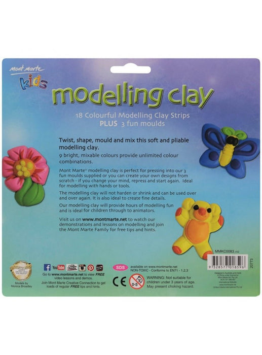Mont Marte Kids Colour Modelling Clay Set w/Moulds 21pce - Handy Mandy Craft Store