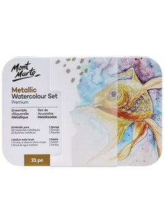 Mont Marte Metallic Watercolour Cake Set 21pc — Premium Tin