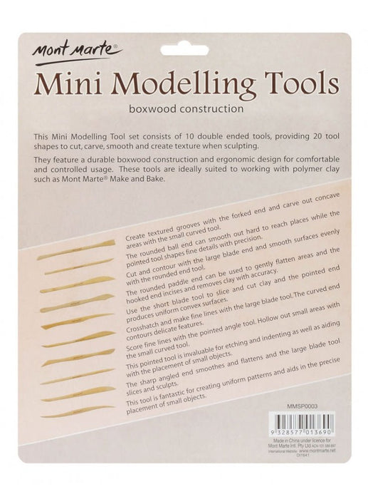 Mont Marte Mini Modelling Tools Boxwood 10pc - Handy Mandy Craft Store