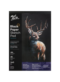Mont Marte Signature Black Paper Sketch Pad 140gsm A4 25 Sheet