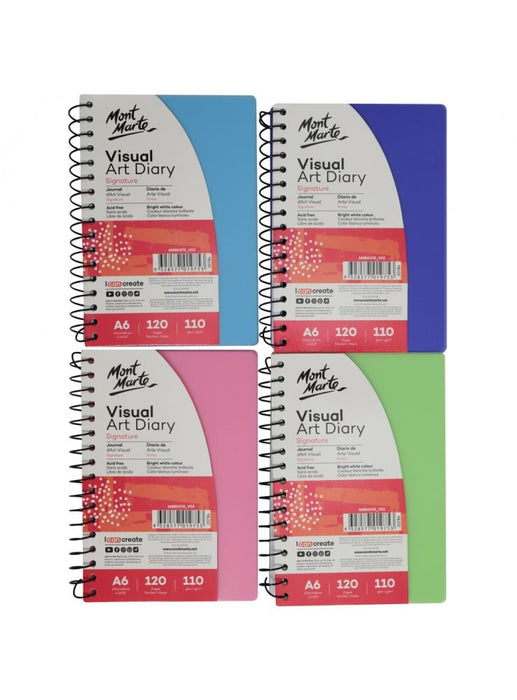 Mont Marte Signature Visual Art Diary PP Coloured Cover 110gsm A6 120 Page - Handy Mandy Craft Store