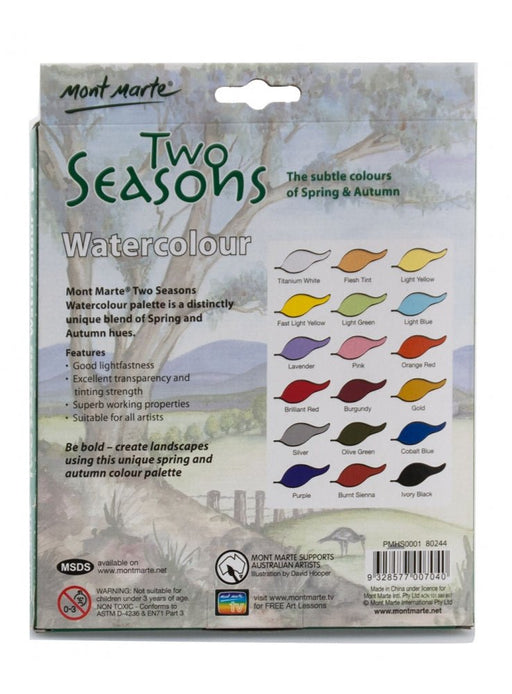 Mont Marte Two Seasons Watercolours 18pc x 12ml - Handy Mandy Craft Store