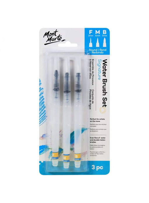 Mont Marte Waterbrush Set Round F/M/B 3pc - Handy Mandy Craft Store