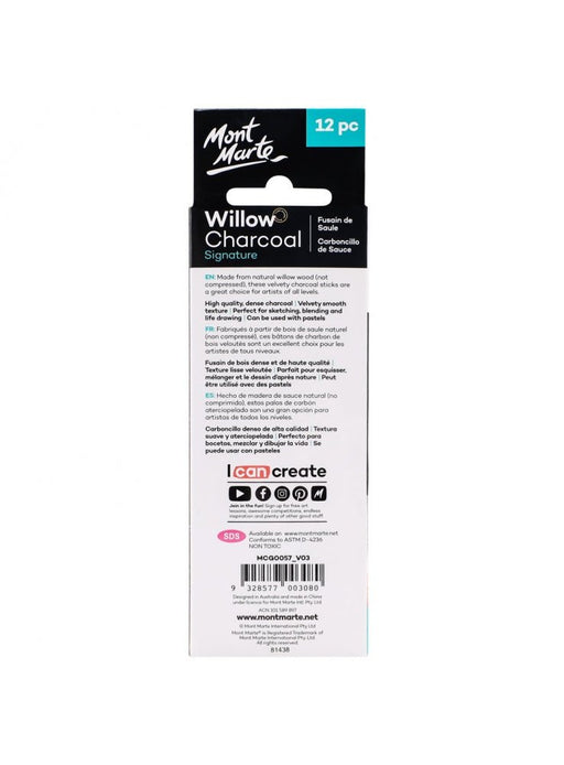 Mont Marte Willow Charcoal Pkt 12 - Handy Mandy Craft Store