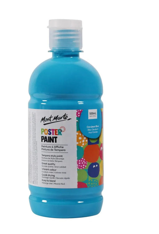 Monte Marte Poster Paint 500ml - Cerulean Blue - Handy Mandy Craft Store