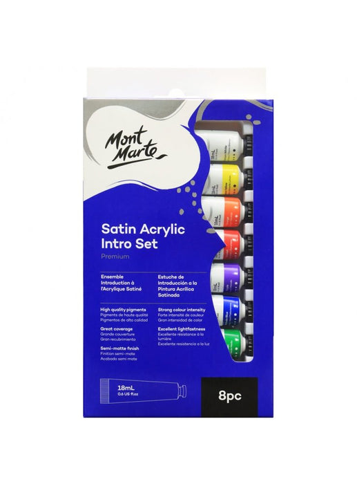 Premium Satin Acrylic Intro Set - 18ml, 8-Piece for Budding Artists - Handy Mandy Craft Store