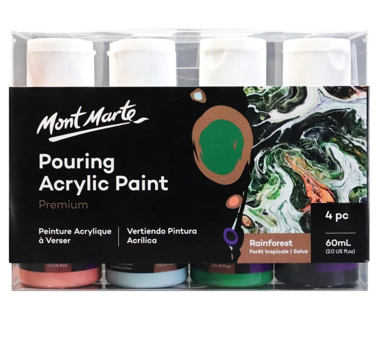 Rainforest Pouring Acrylic Paint Set Premium 4pc x 60ml - Handy Mandy Craft Store