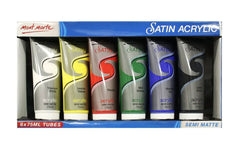 Satin Acrylic Primary Set - 6 x 75ml Tubes for Vibrant Artwork
