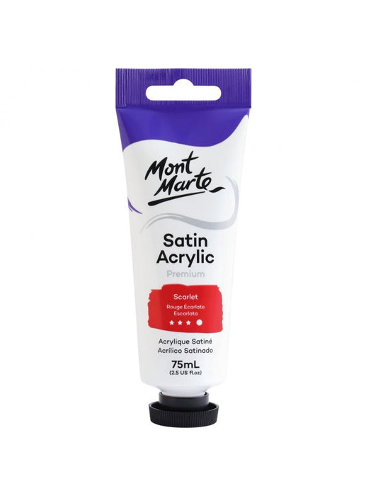 Scarlet Premium Satin Acrylic Paint 75ml - Handy Mandy Craft Store