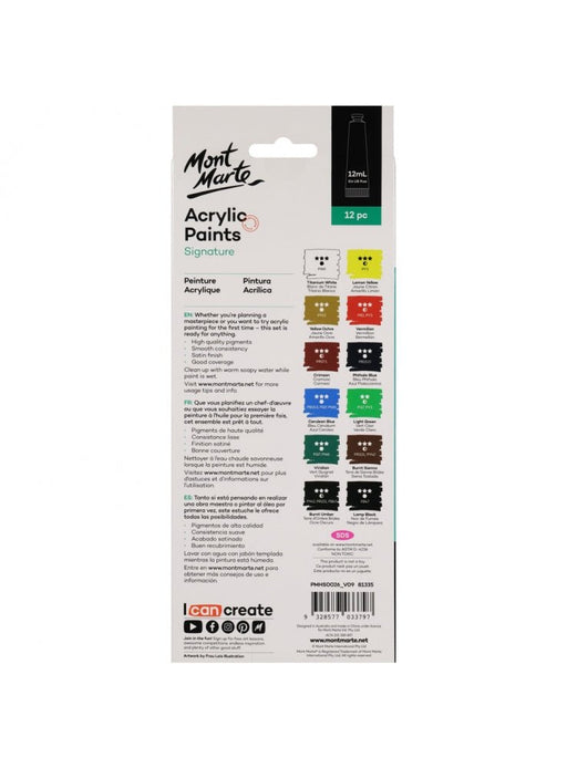 Signature Acrylic Paints 12pc x 12ml - Handy Mandy Craft Store