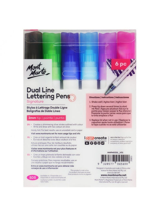 Signature Dual Line Lettering Pens 2mm Tip 6pc - Handy Mandy Craft Store