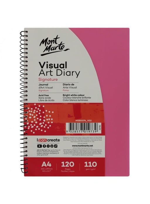 Signature Visual Art Diary PP Coloured Cover 110gsm A4 120 Page - Handy Mandy Craft Store
