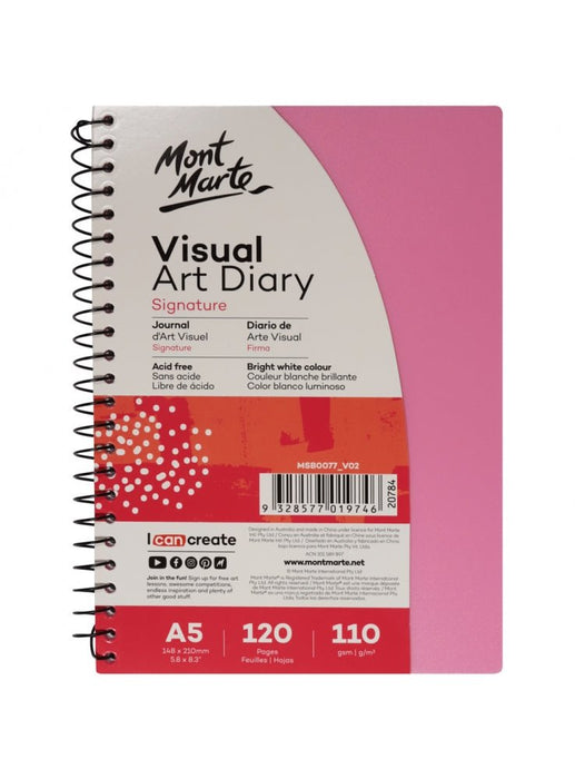 Signature Visual Art Diary PP Coloured Cover 110gsm A5 120 Page - Handy Mandy Craft Store