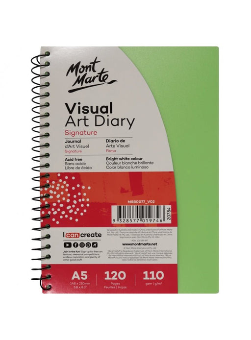 Signature Visual Art Diary PP Coloured Cover 110gsm A5 120 Page - Handy Mandy Craft Store