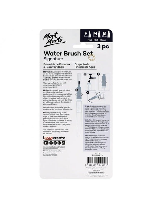 Signature Water Brush Set Flat 3pc - Handy Mandy Craft Store
