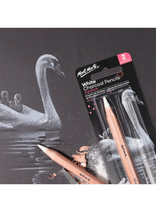 Signature White Charcoal Pencils Lge Hex 2pce - Handy Mandy Craft Store