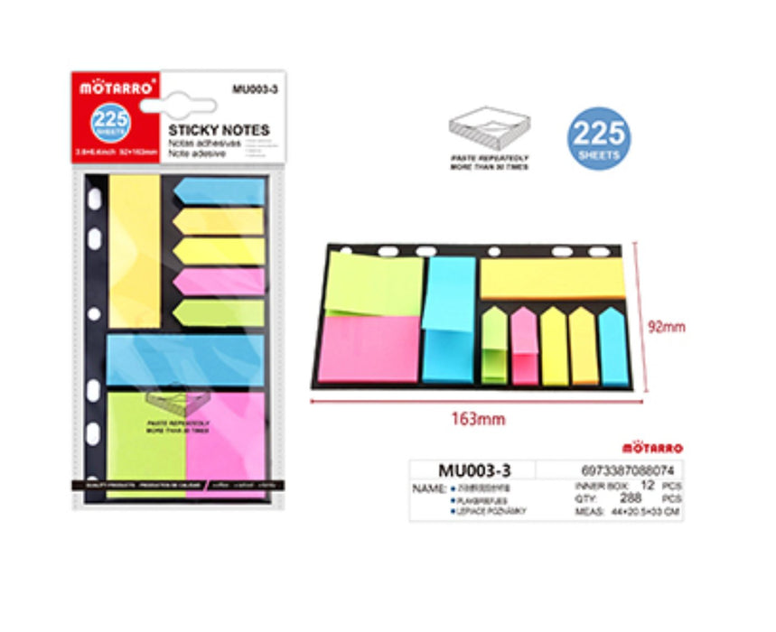 Sticky post it notes Mix 270.5x92mm 225 Sheets - Handy Mandy Craft Store