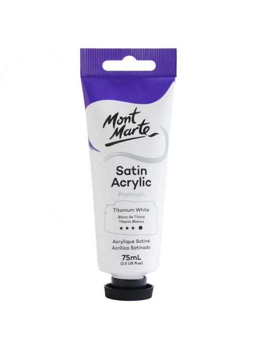 Titanium White Premium Satin Acrylic Paint 75ml - Handy Mandy Craft Store