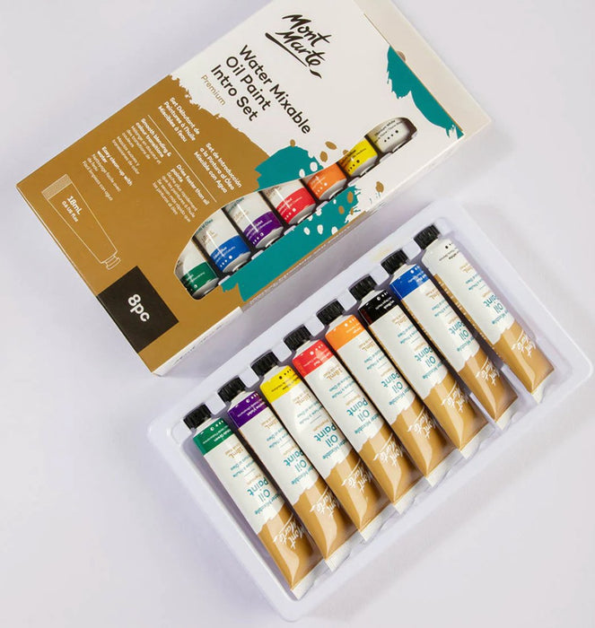 Water Mixable Oil Paint Intro Set Premium 8pc x 18ml (0.6 US fl.oz) - Handy Mandy Craft Store